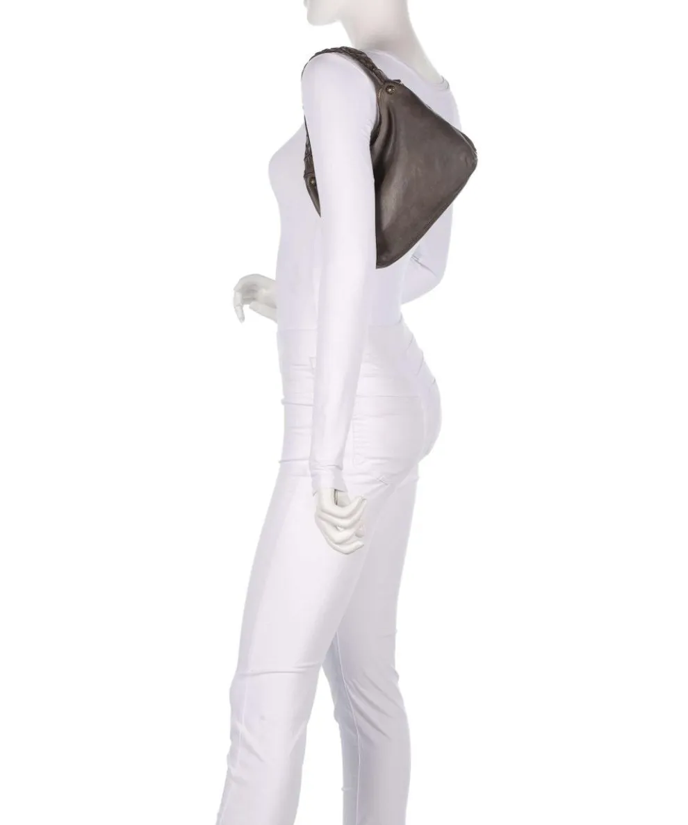 Shoulder bag grained cow leather dark grey