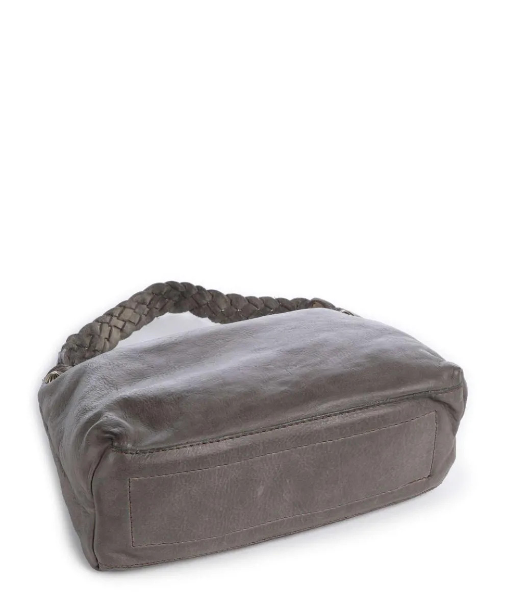 Shoulder bag grained cow leather dark grey