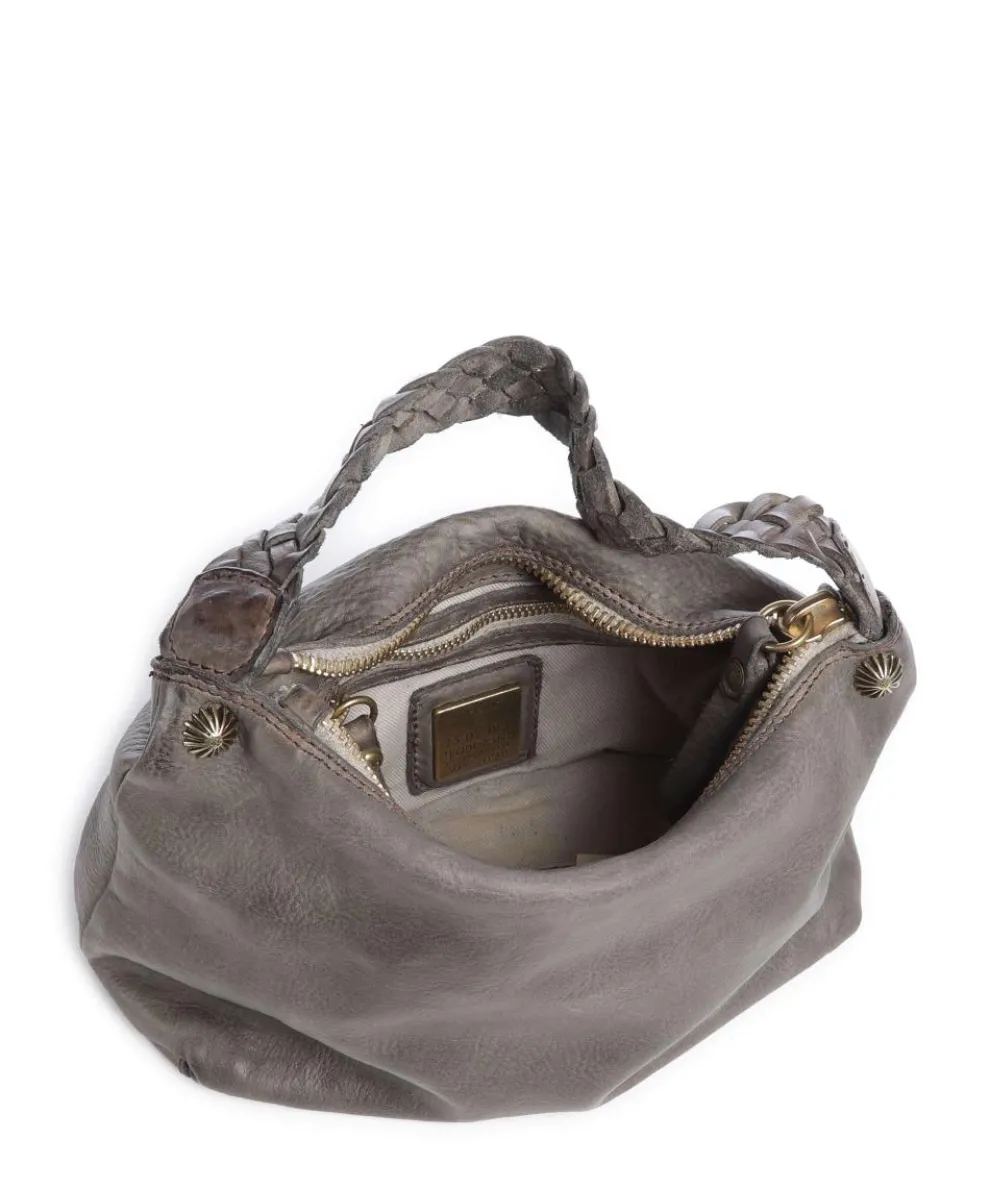 Shoulder bag grained cow leather dark grey
