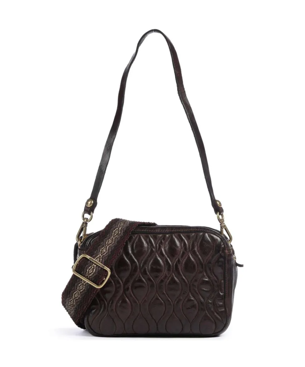 Shoulder bag grained cow leather dark brown