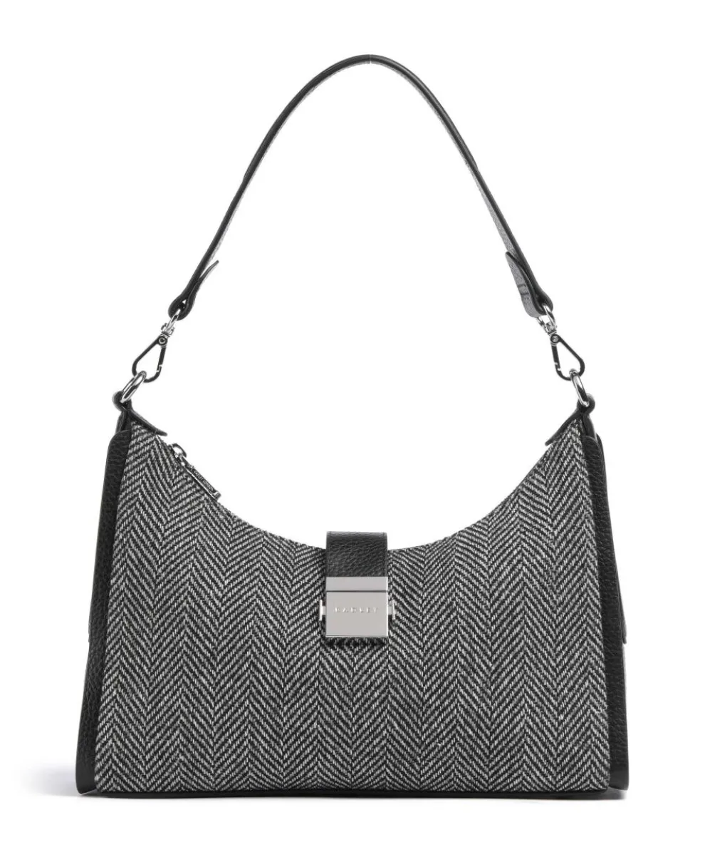 Sloane Street Shoulder bag fabric, grained cow leather black