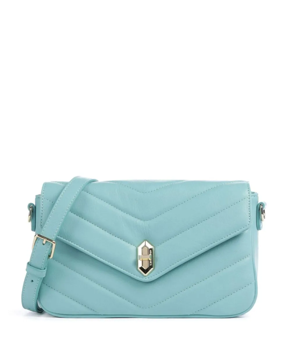 Soft Matelassé Crossbody bag soft cow leather light blue