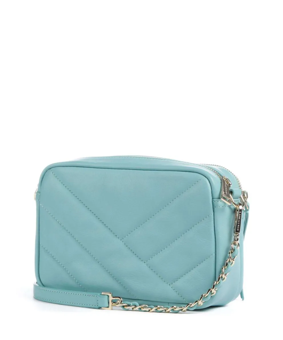 Soft Matelassé Crossbody bag soft cow leather light blue
