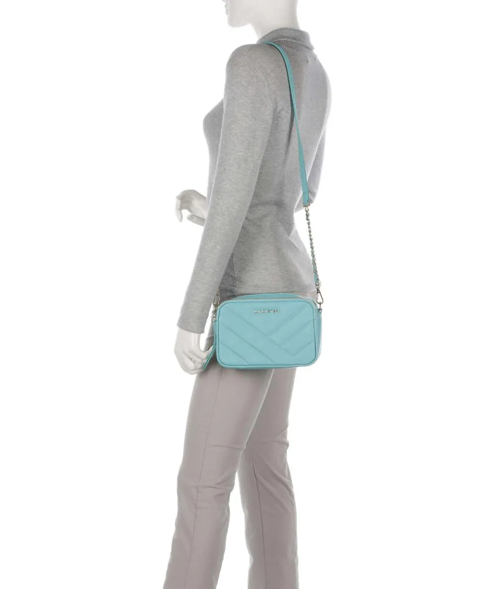 Soft Matelassé Crossbody bag soft cow leather light blue