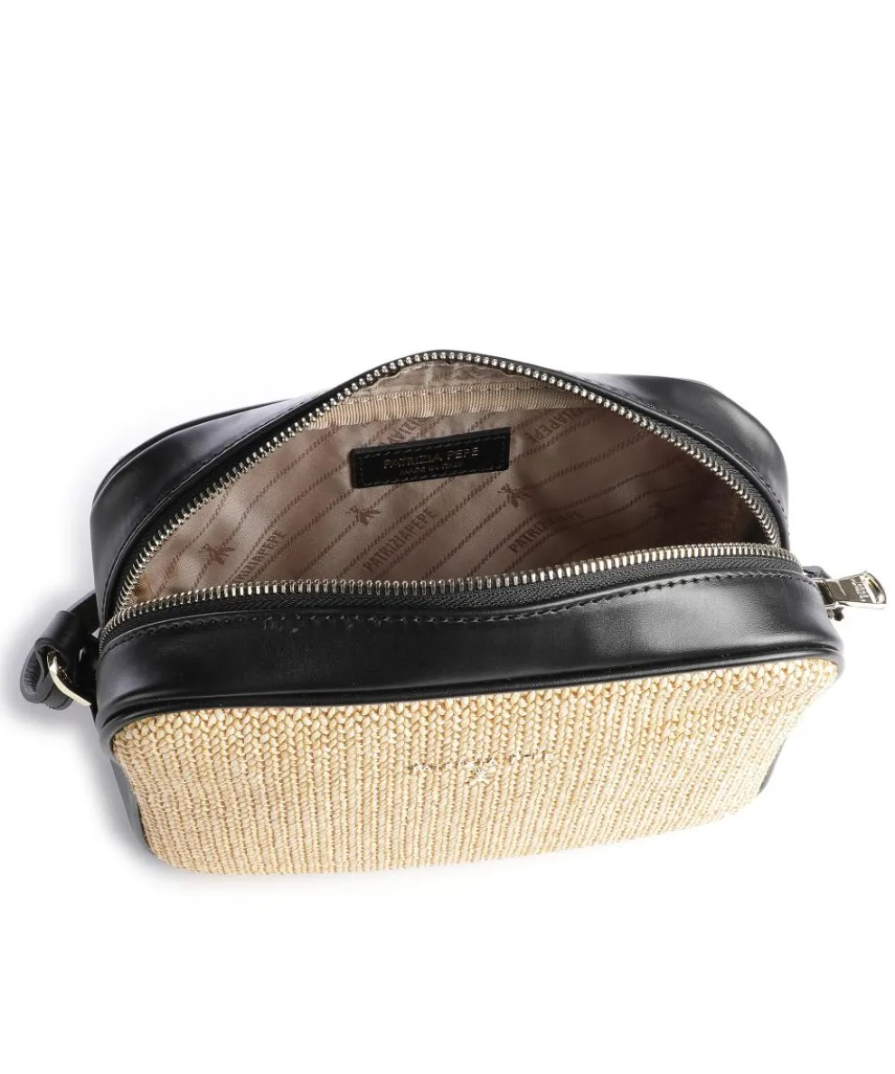 Straw Crossbody bag polypropylene, polyester nature/black