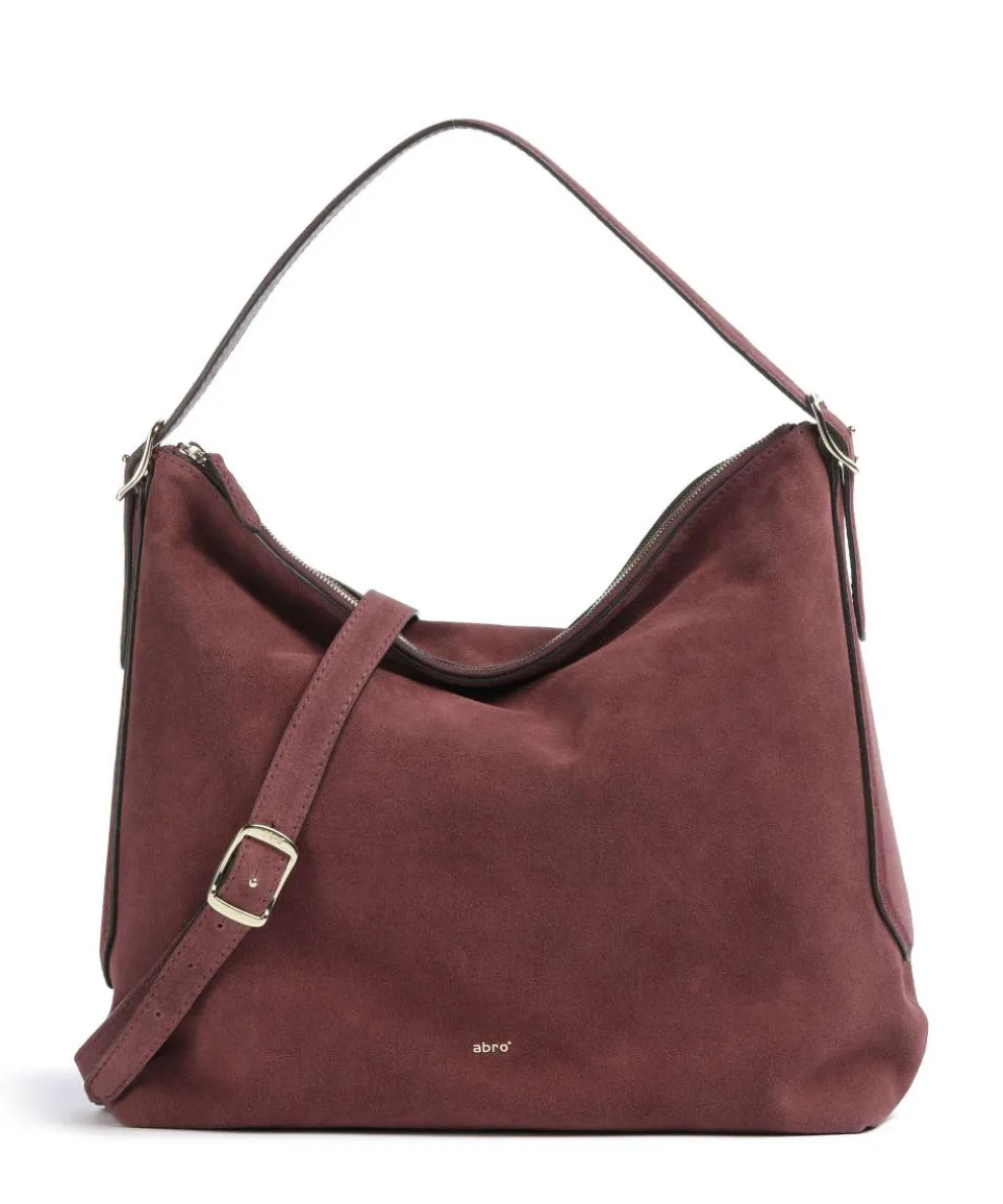 Suede Carina Hobo bag brushed leather bordeaux red