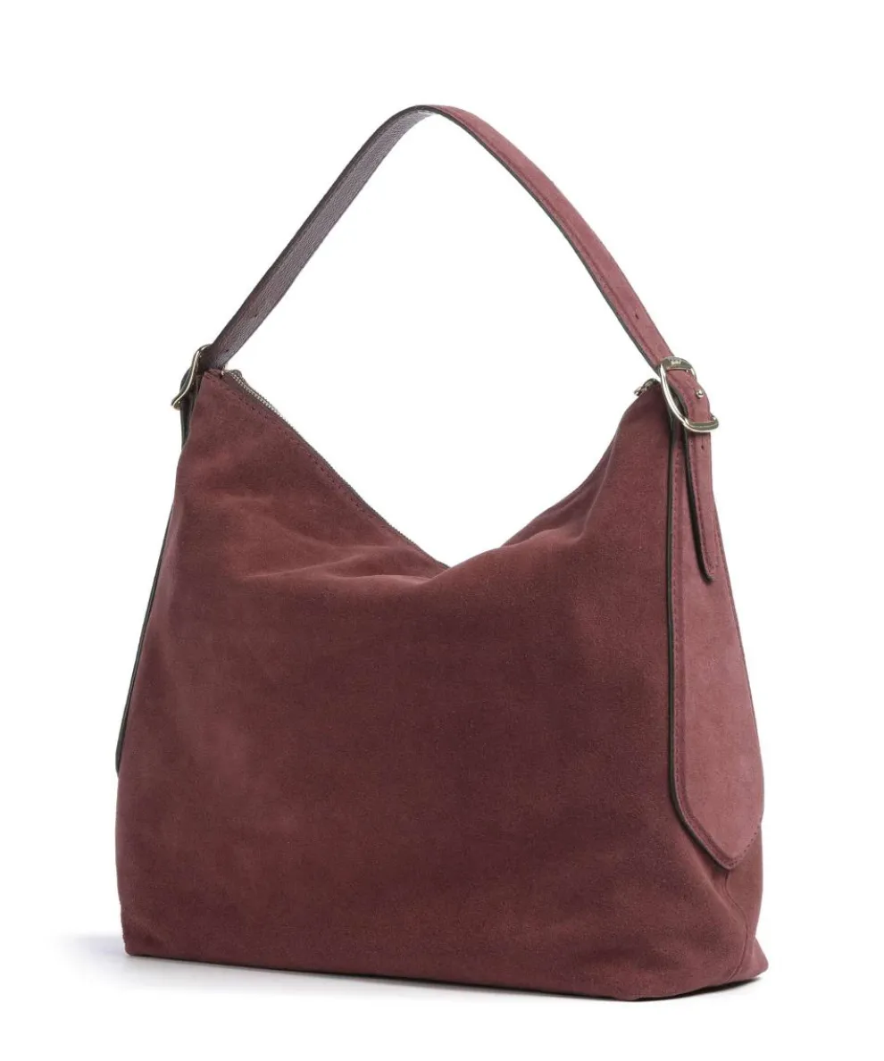 Suede Carina Hobo bag brushed leather bordeaux red