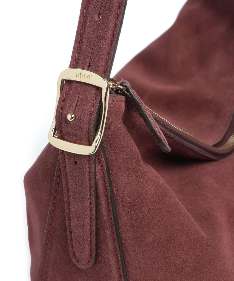 Suede Carina Hobo bag brushed leather bordeaux red