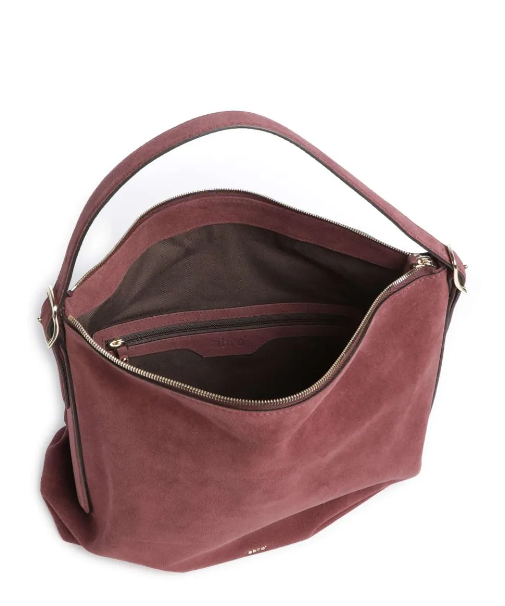 Suede Carina Hobo bag brushed leather bordeaux red