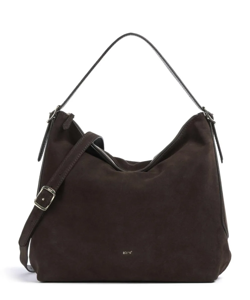 Suede Carina Hobo bag brushed leather dark brown