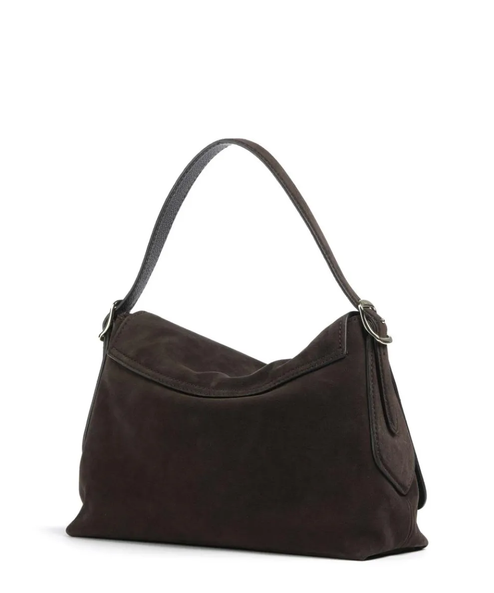 Suede Carina Hobo bag brushed leather dark brown