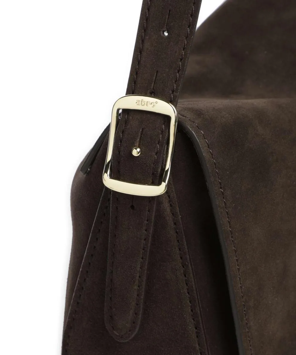 Suede Carina Hobo bag brushed leather dark brown
