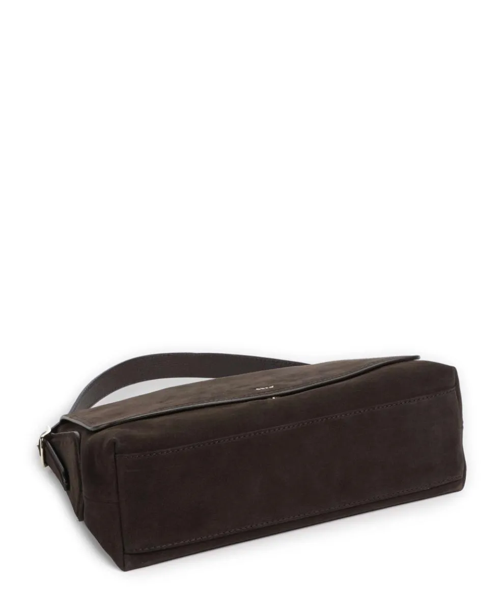 Suede Carina Hobo bag brushed leather dark brown