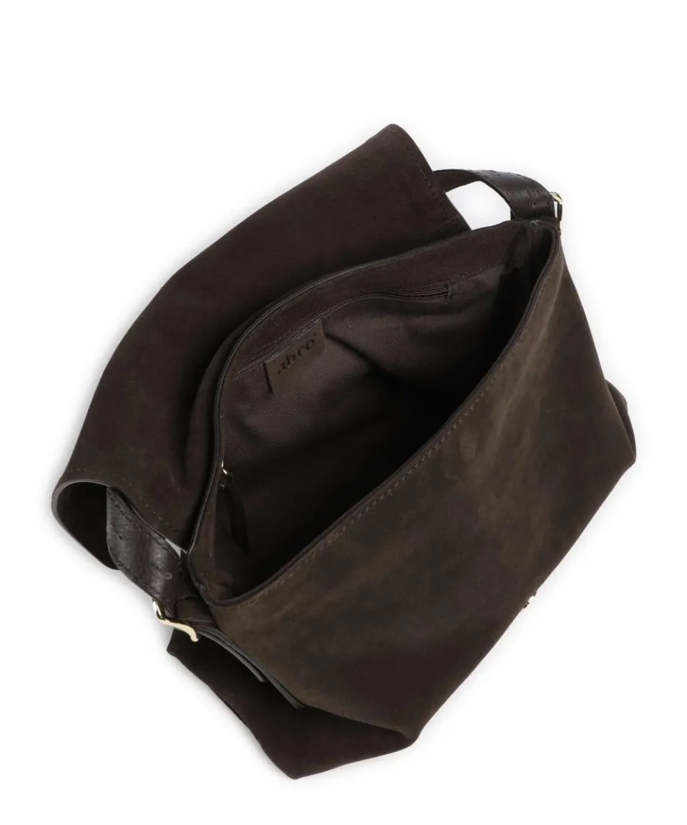 Suede Carina Hobo bag brushed leather dark brown