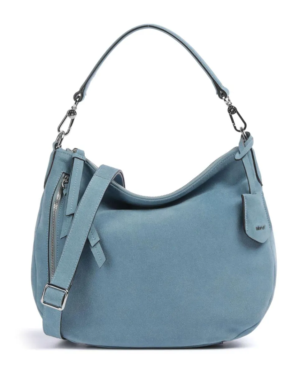 Suede Juna Hobo bag brushed cow leather blue