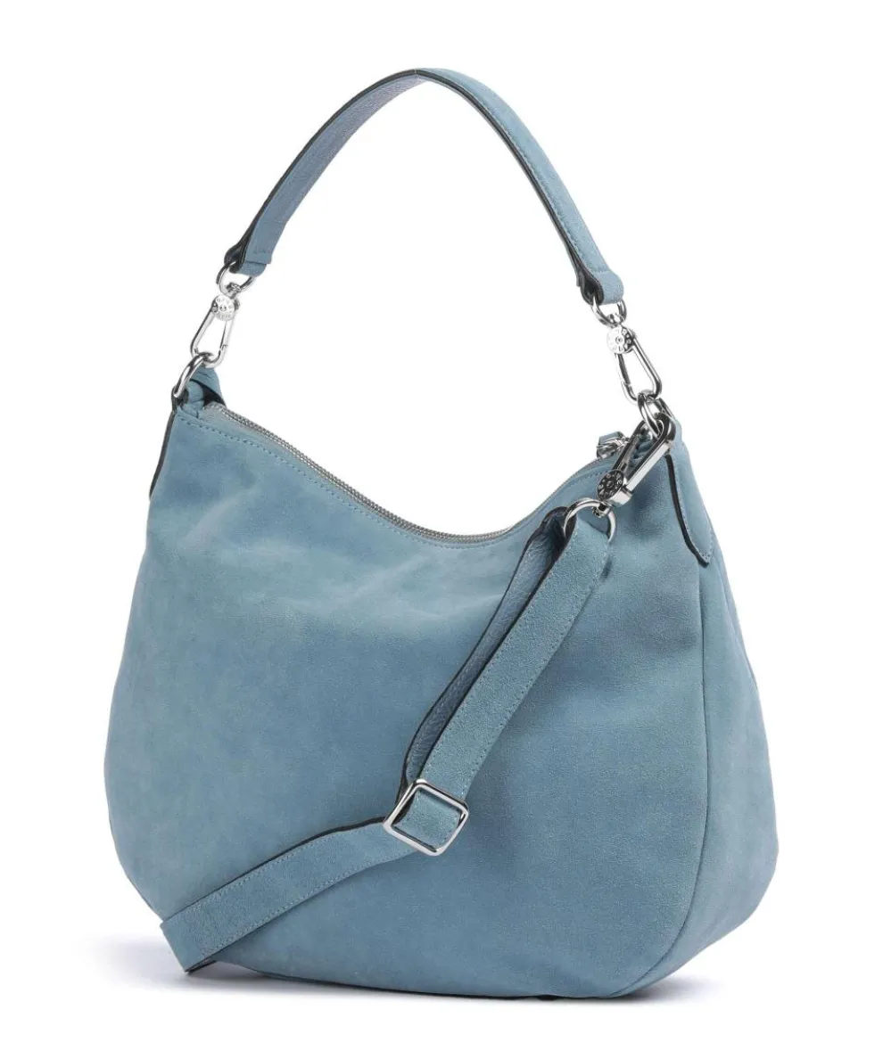 Suede Juna Hobo bag brushed cow leather blue