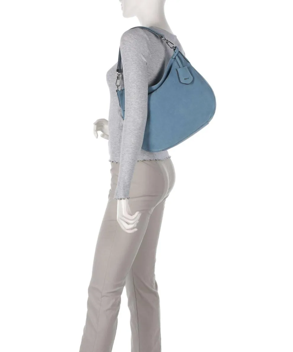 Suede Juna Hobo bag brushed cow leather blue