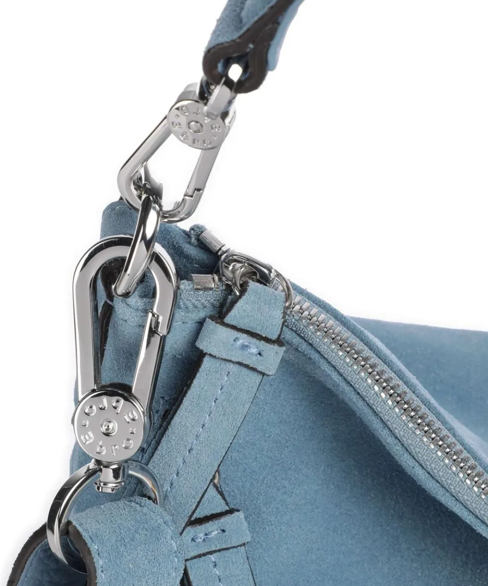Suede Juna Hobo bag brushed cow leather blue