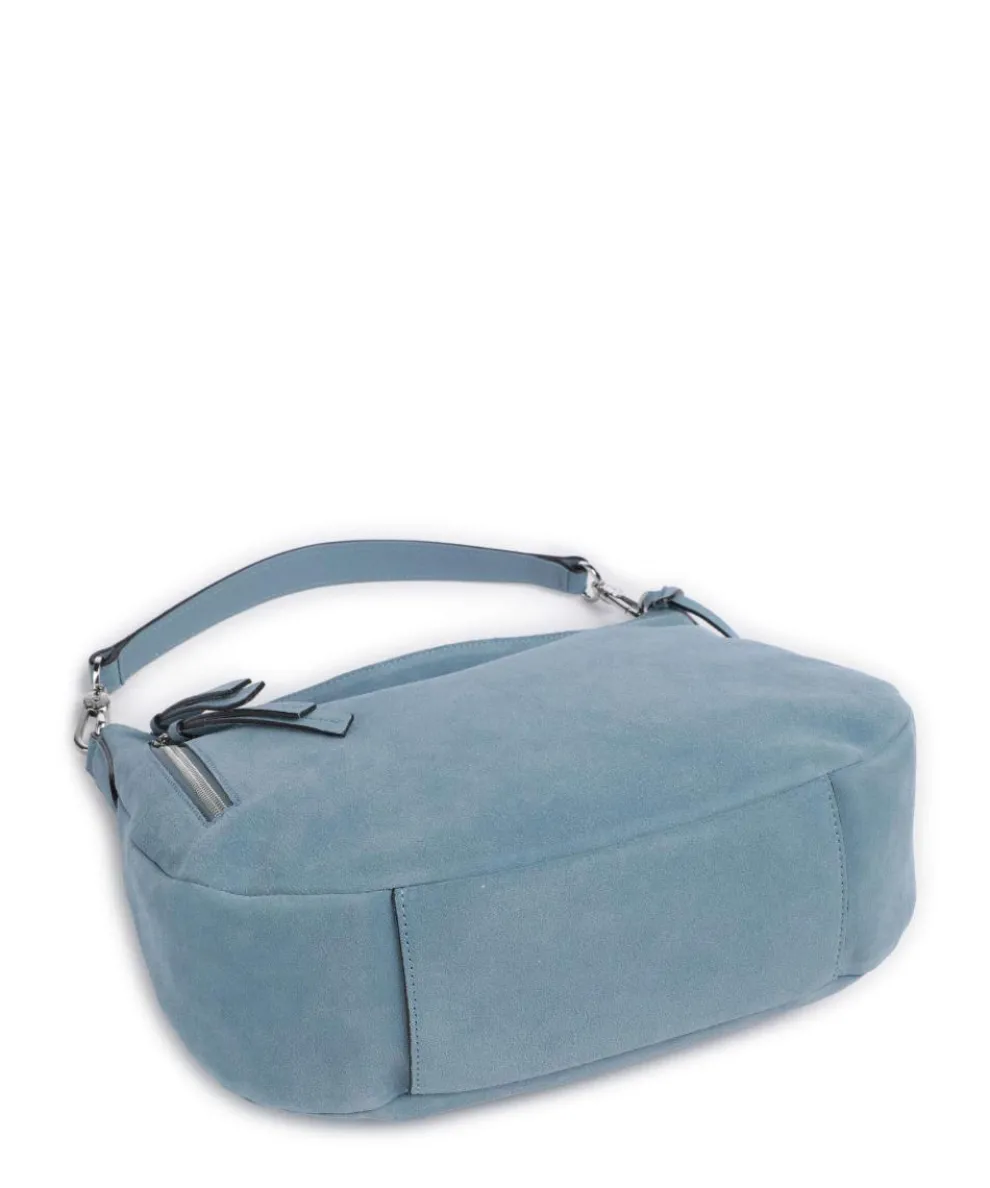 Suede Juna Hobo bag brushed cow leather blue