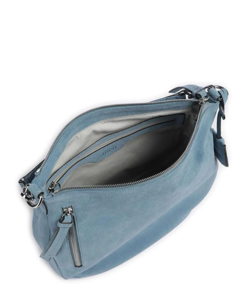 Suede Juna Hobo bag brushed cow leather blue