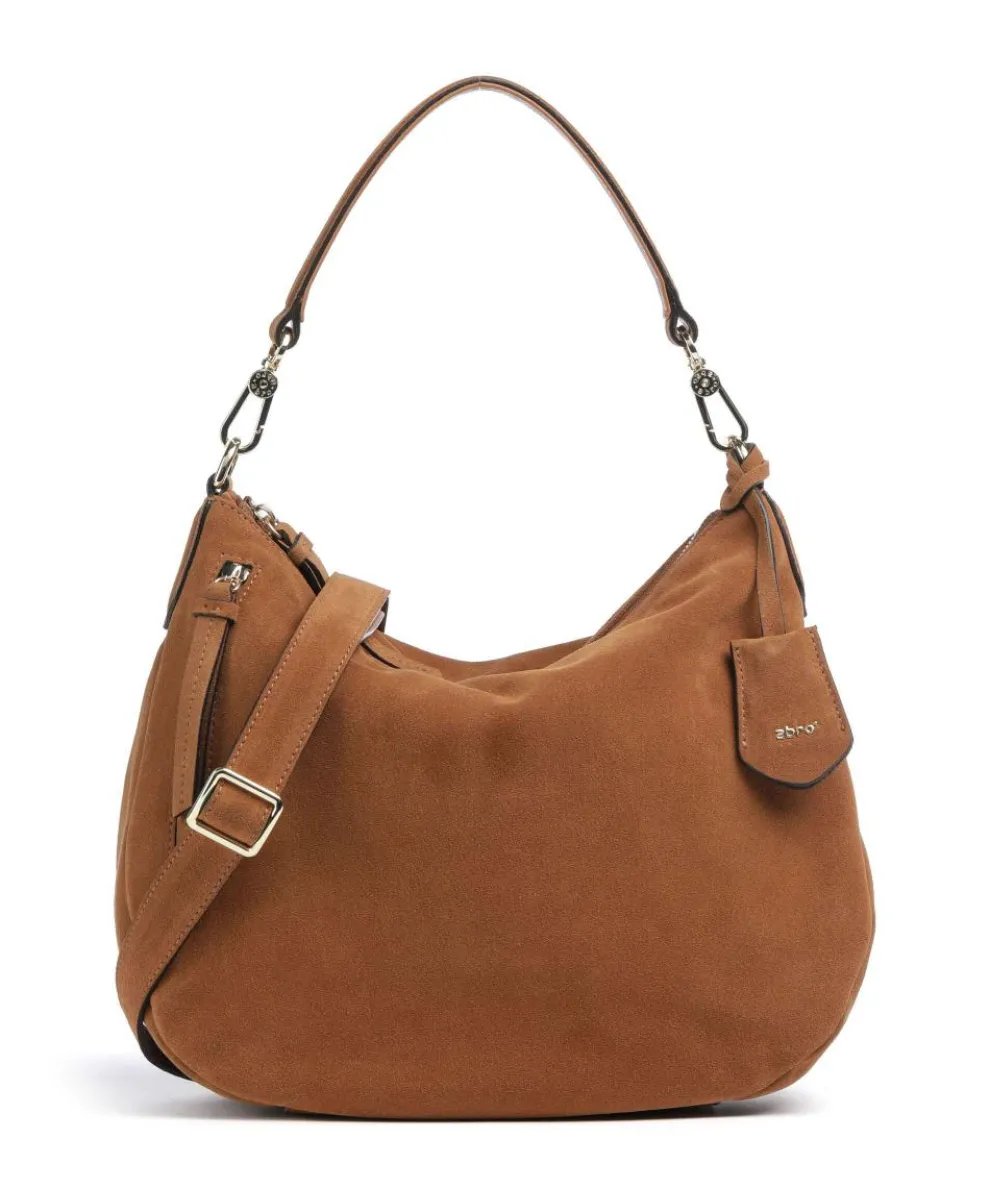 Suede Juna Small Hobo bag brushed leather brown