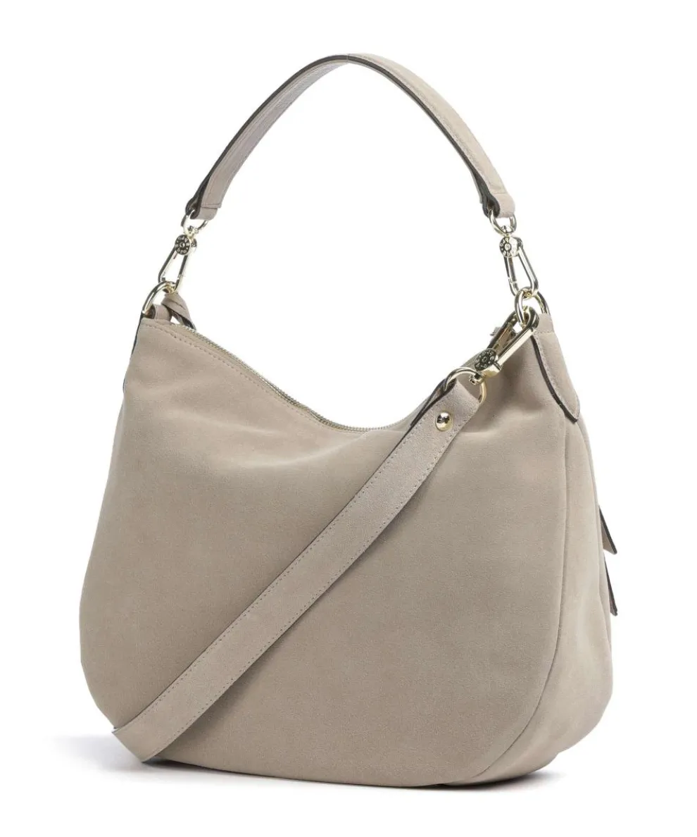 Suede Juna Small Hobo bag brushed leather beige