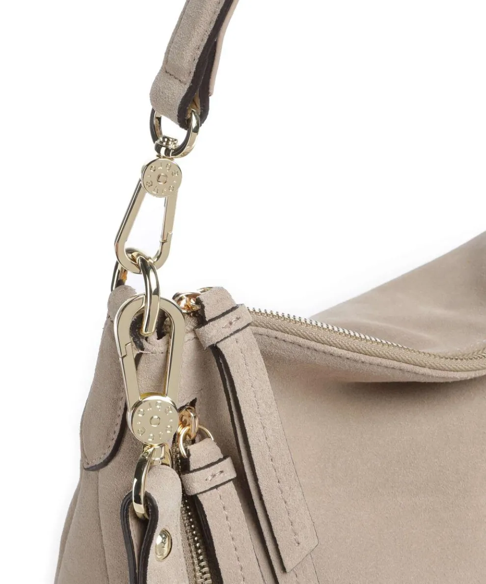 Suede Juna Small Hobo bag brushed leather beige