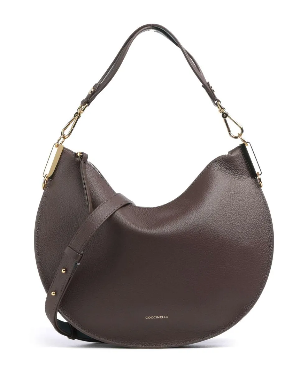 Sunup Hobo bag grained leather dark brown