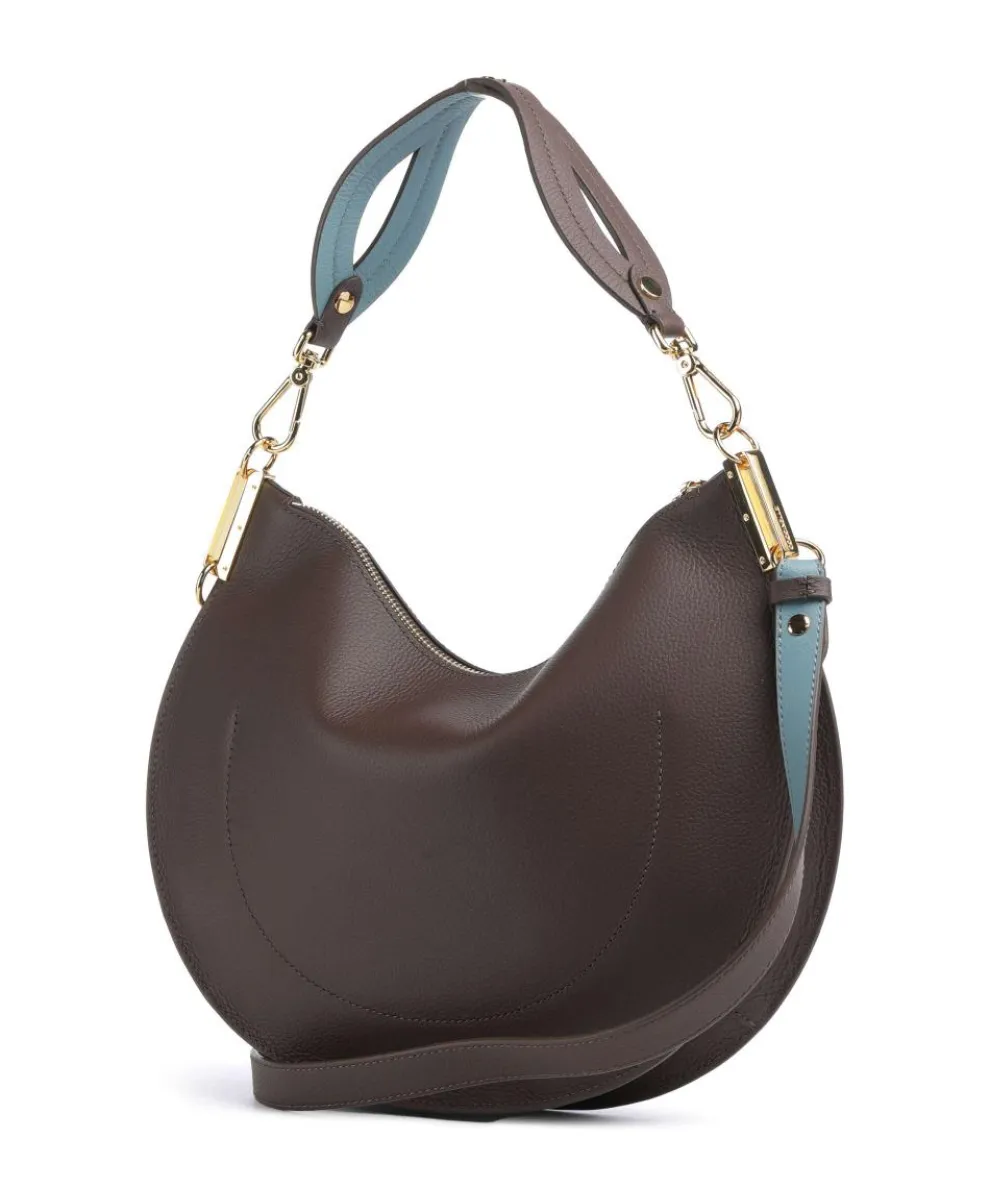 Sunup Hobo bag grained leather dark brown