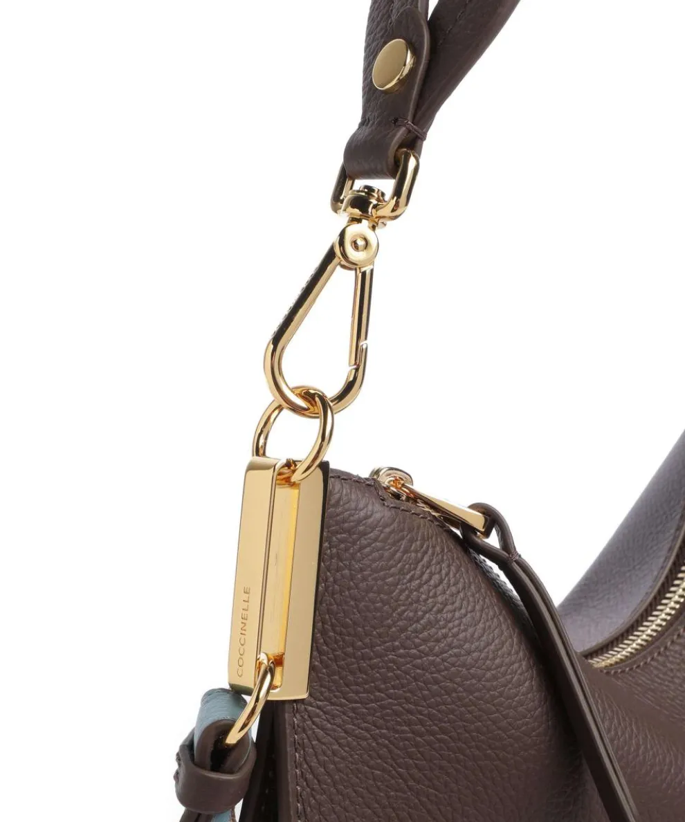 Sunup Hobo bag grained leather dark brown