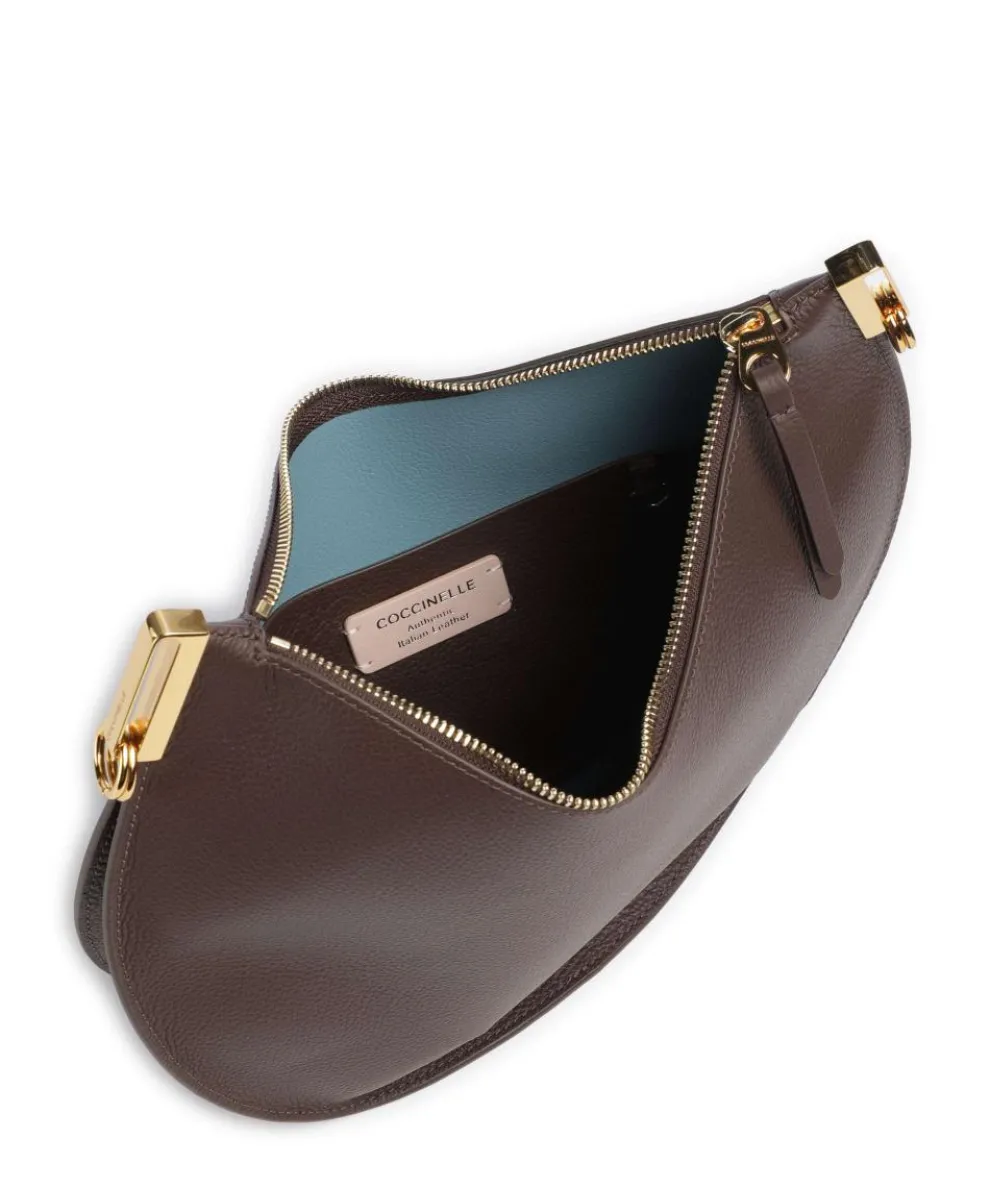 Sunup Hobo bag grained leather dark brown