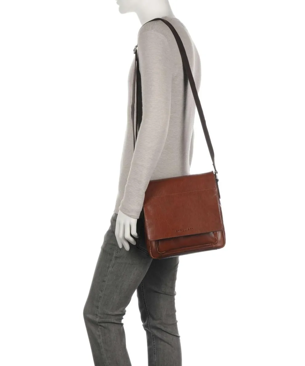 Swiss Cottage Clint Crossbody bag grained leather cognac