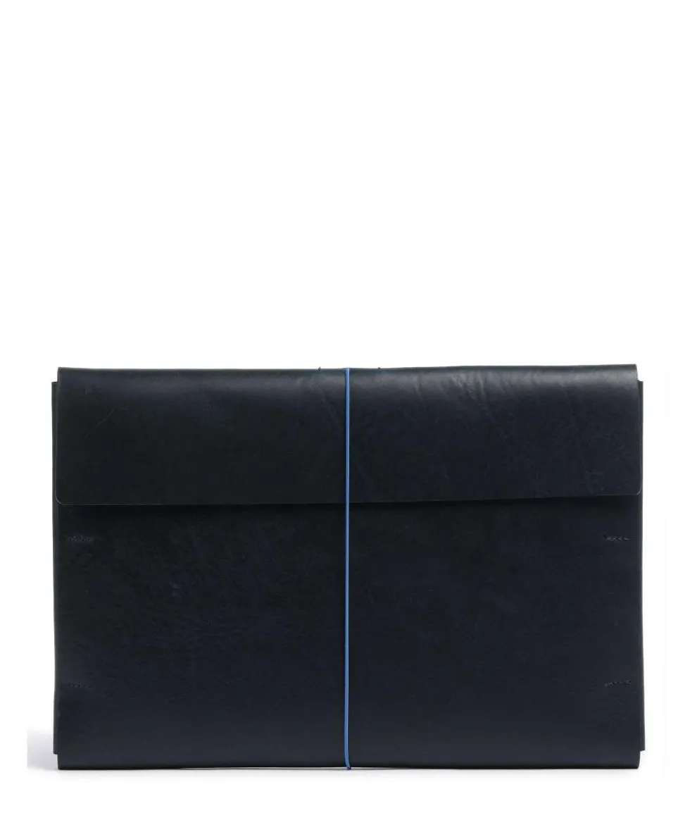 Keeper Laptop case fine grain cow leather dark blue