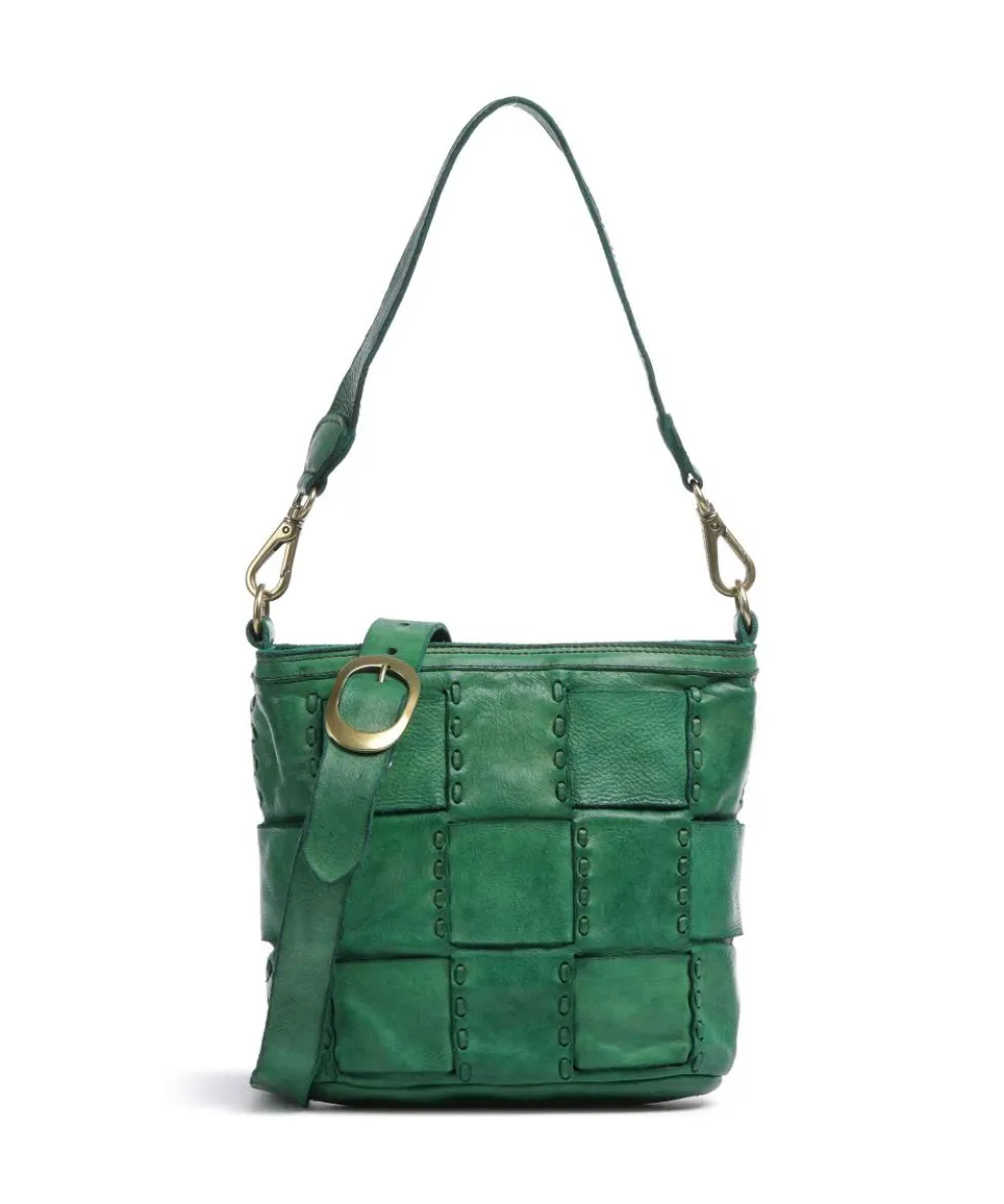 Shoulder bag fine grain cow leather green