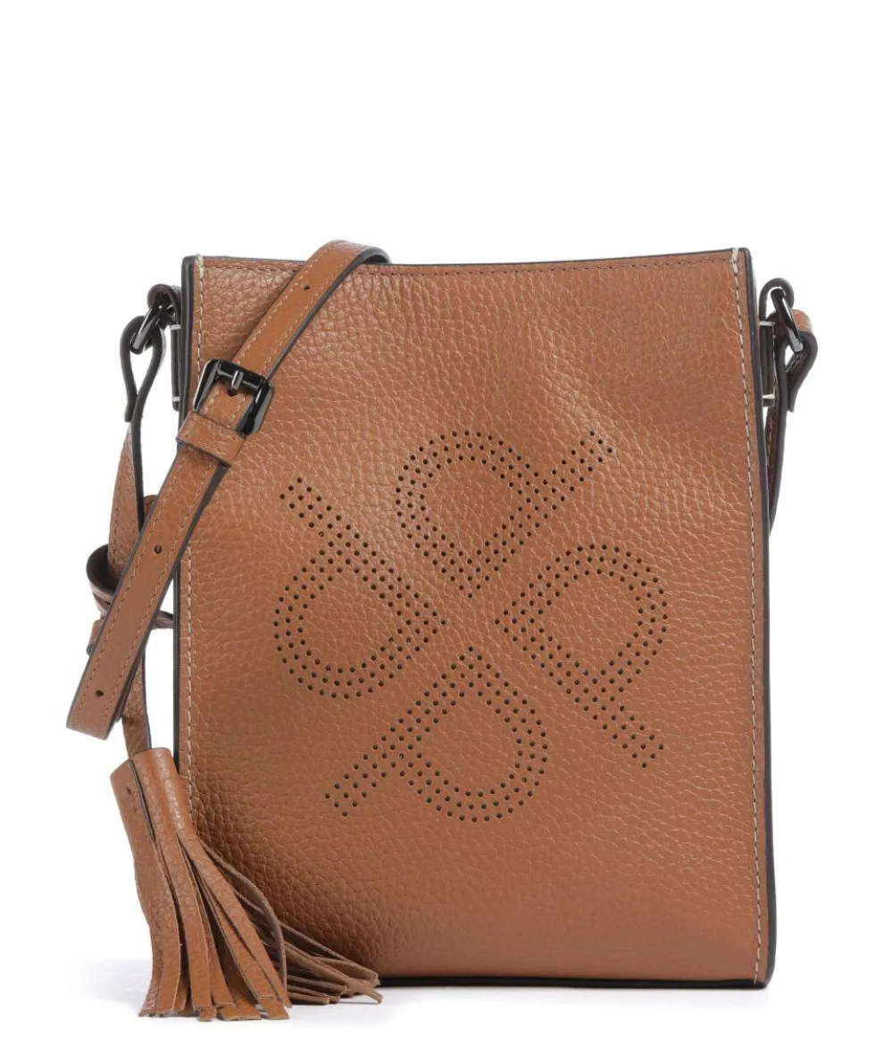 Peephole Crossbody bag grained cow leather cognac