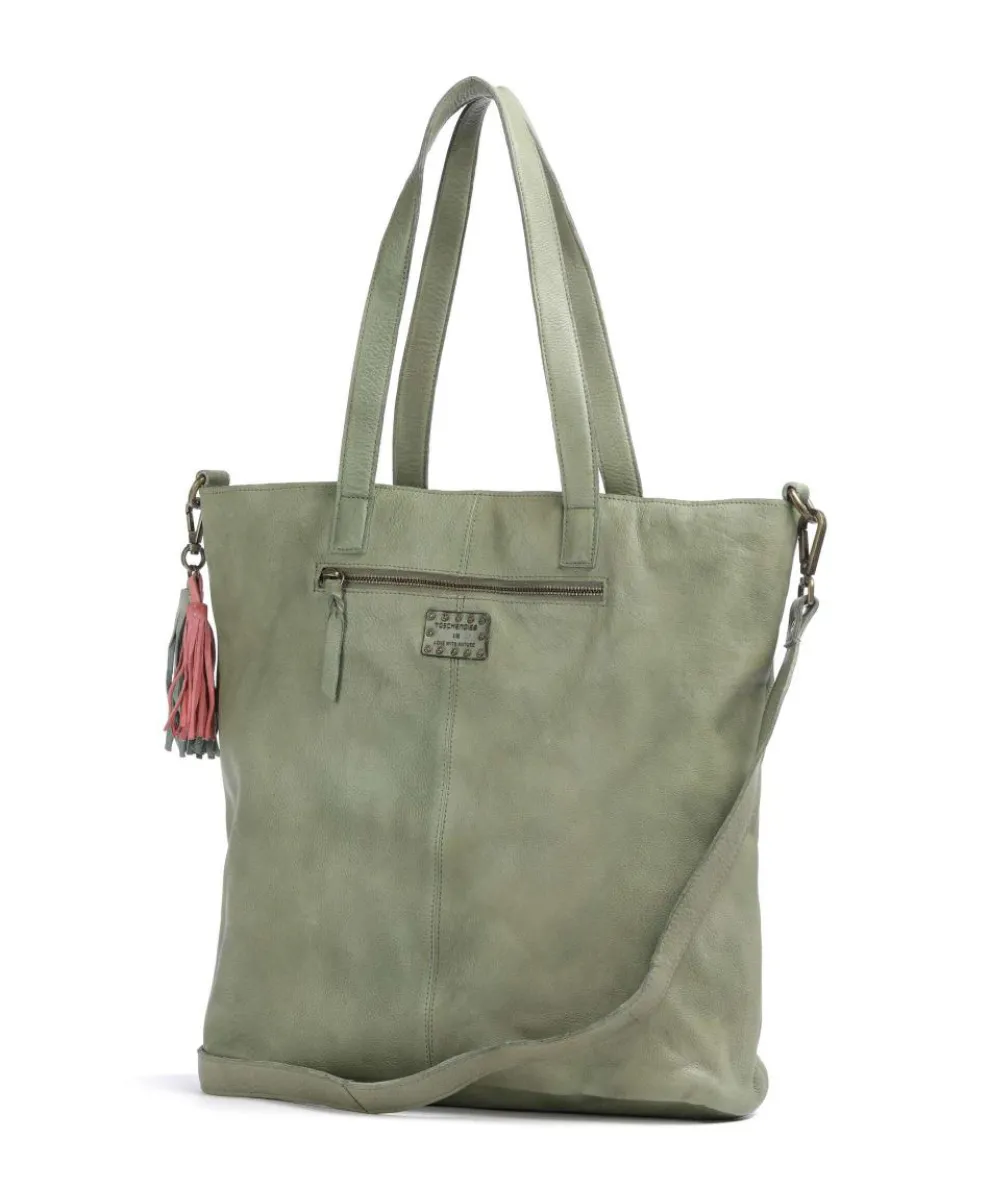 Herzweg 1 Tote bag grained leather green