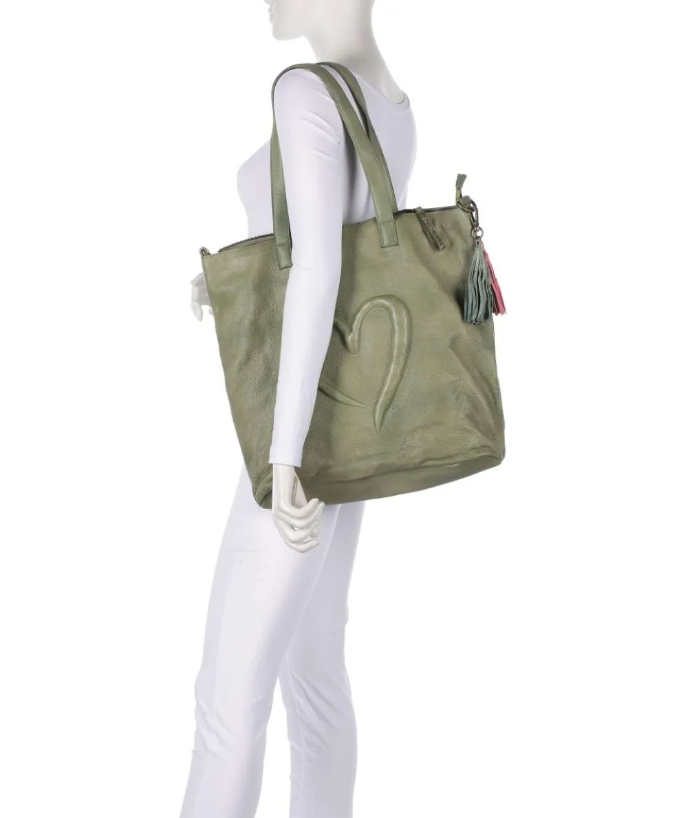 Herzweg 1 Tote bag grained leather green
