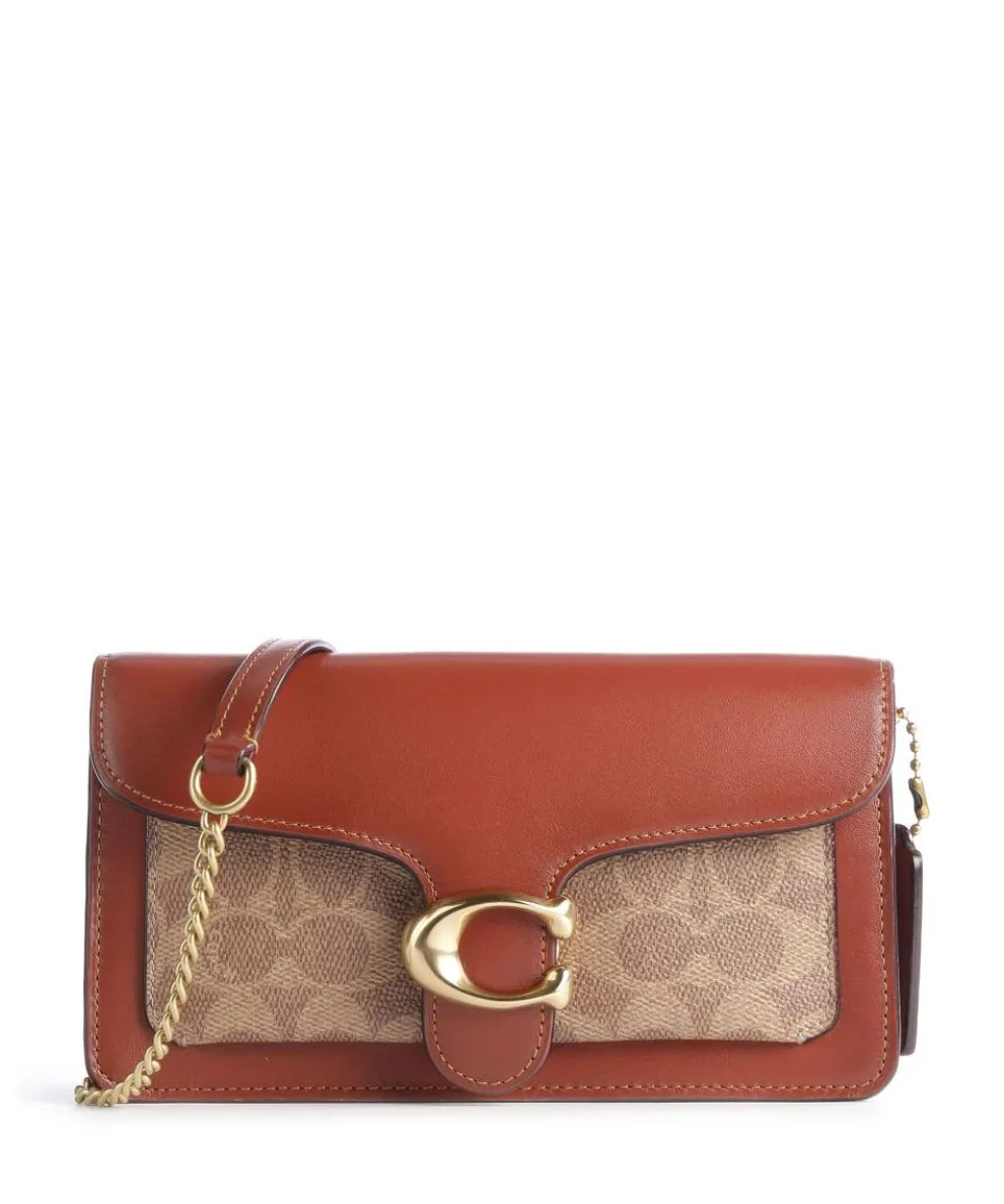 Tabby Chain Crossbody bag fine grain cow leather, canvas brown/beige