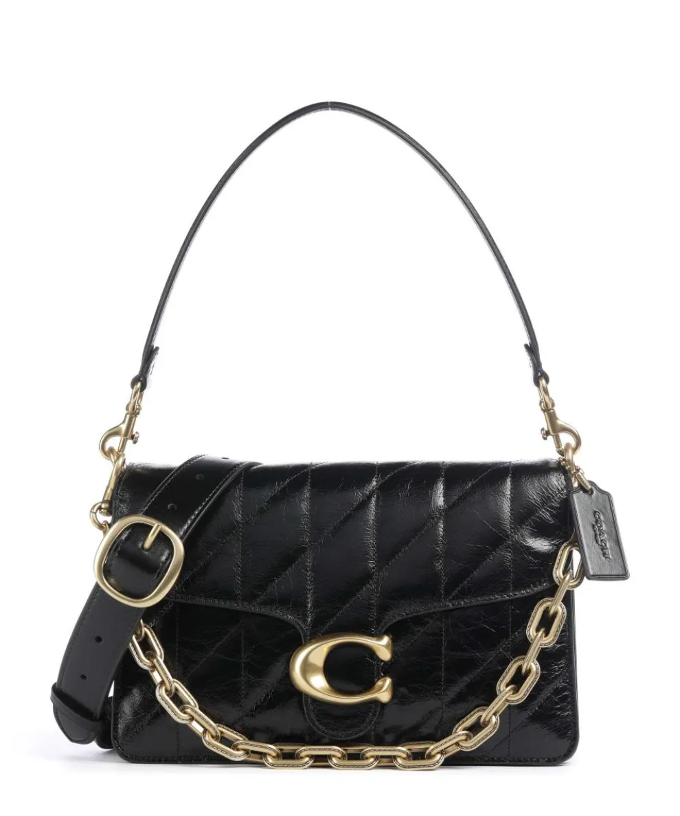 Tabby Quilted Glazed Shoulder bag fine grain leather black