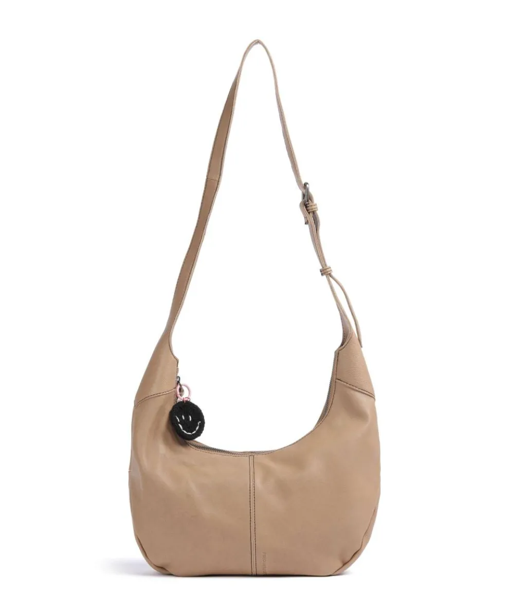 Take A Smile Hobo bag sheepskin leather light brown