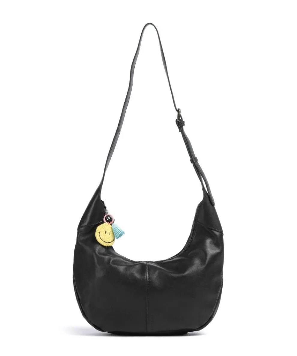 Take A Smile Hobo bag sheepskin leather black
