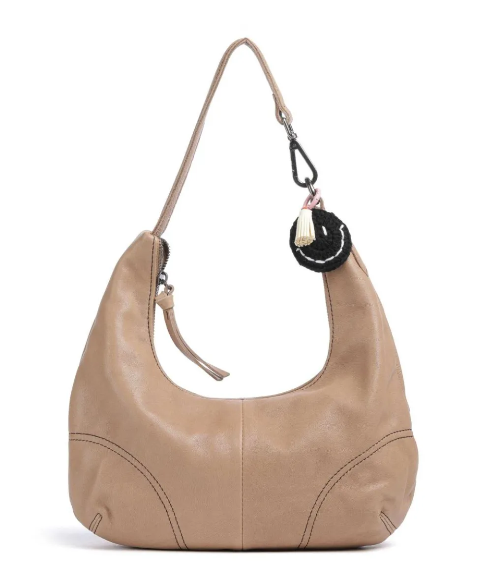 Take A Smile Hobo bag sheepskin leather light brown