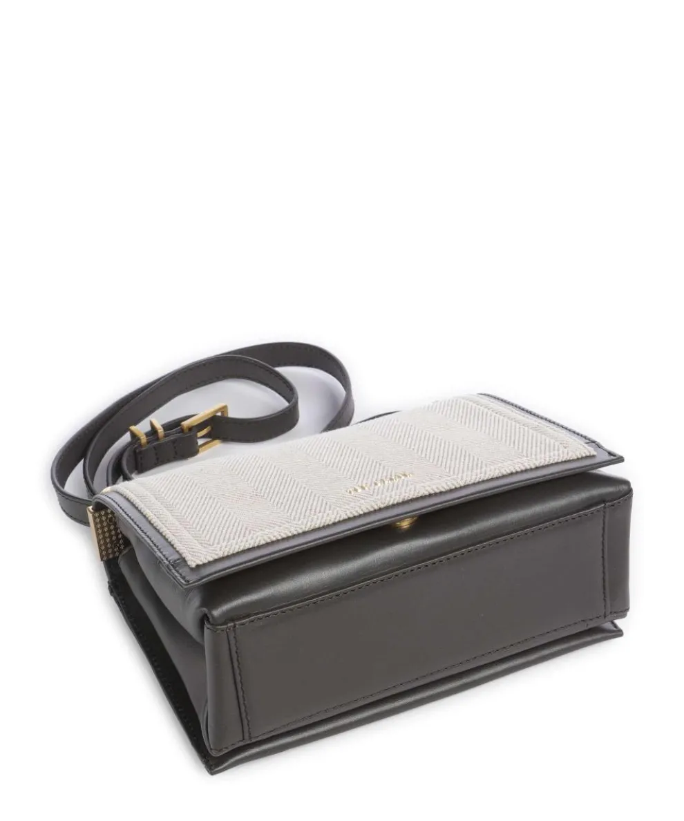 Talea Shoulder bag fine grain cow leather, cotton dark brown