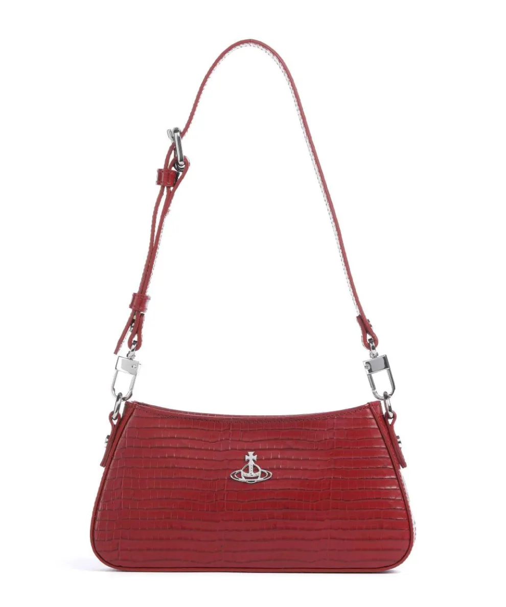 Tasha Embossed Croc Mini Shoulder bag embossed calfskin dark red