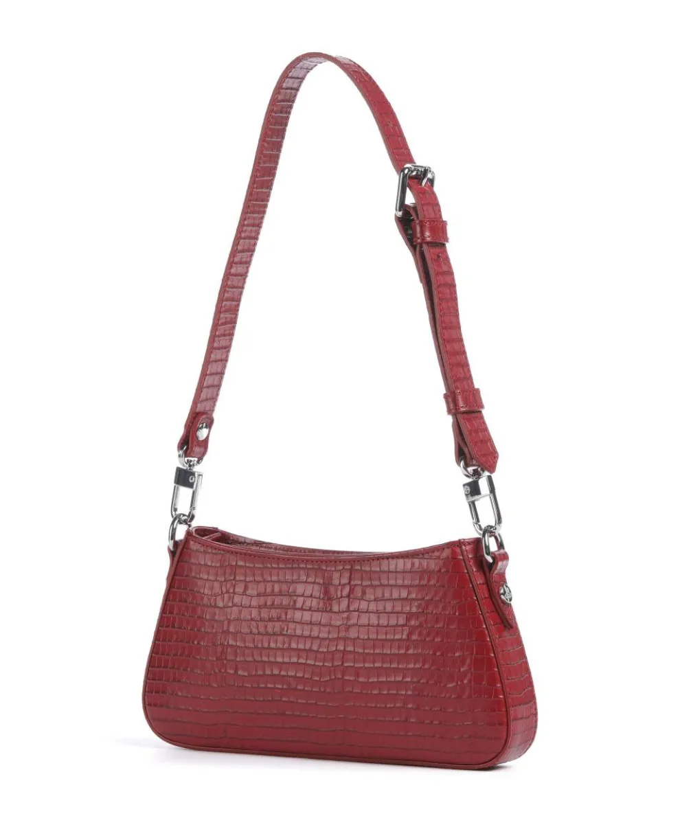 Tasha Embossed Croc Mini Shoulder bag embossed calfskin dark red