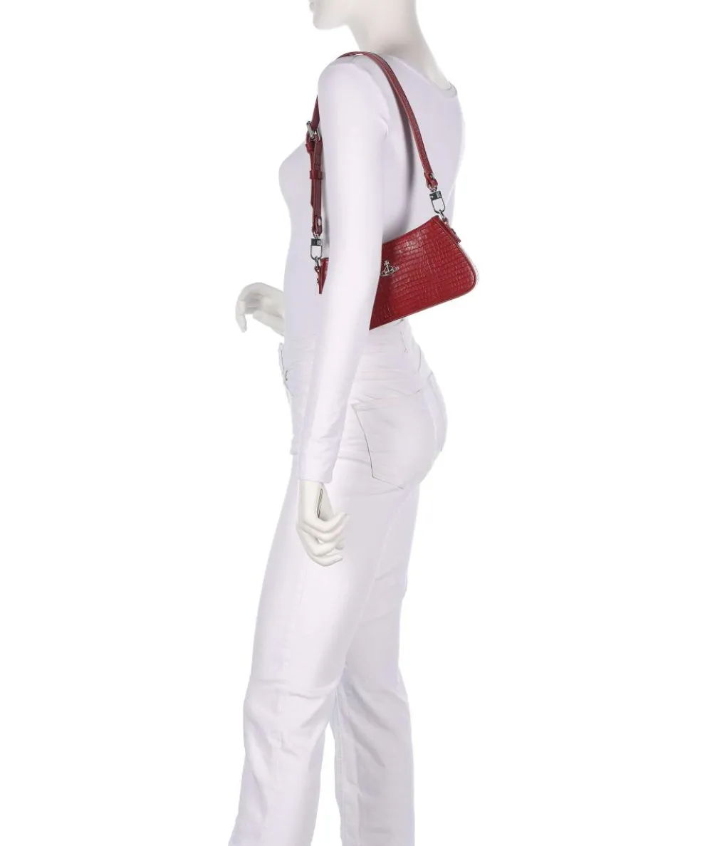 Tasha Embossed Croc Mini Shoulder bag embossed calfskin dark red