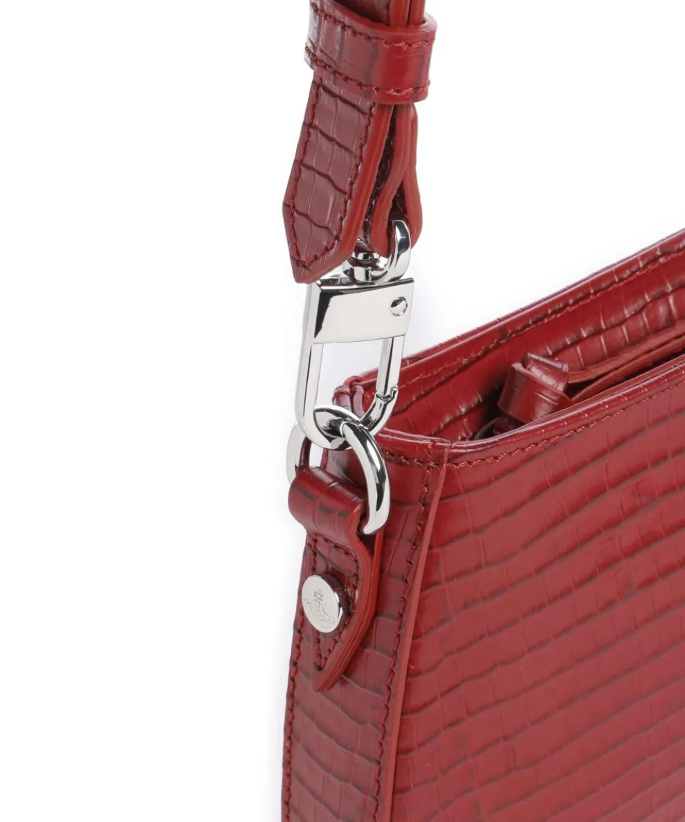 Tasha Embossed Croc Mini Shoulder bag embossed calfskin dark red