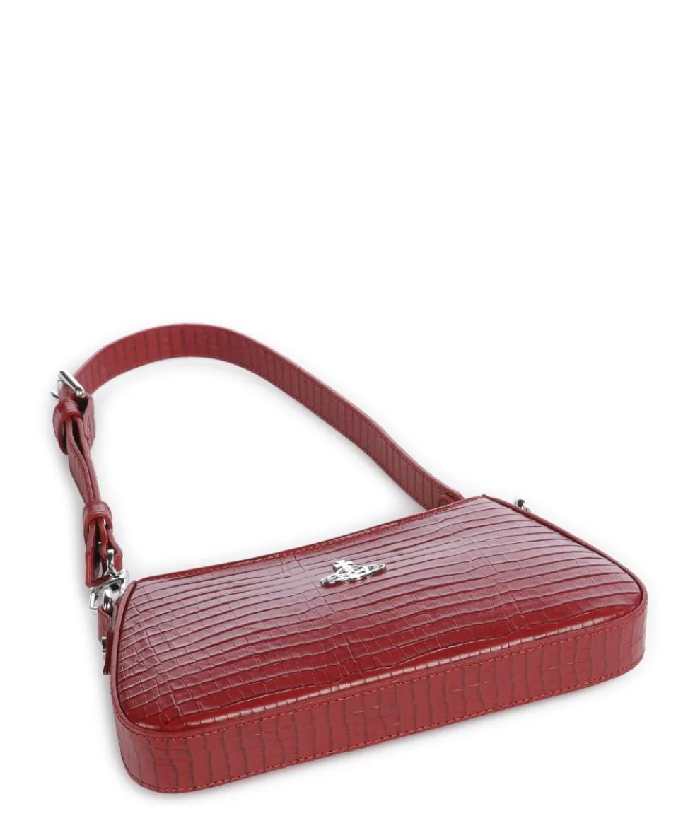 Tasha Embossed Croc Mini Shoulder bag embossed calfskin dark red
