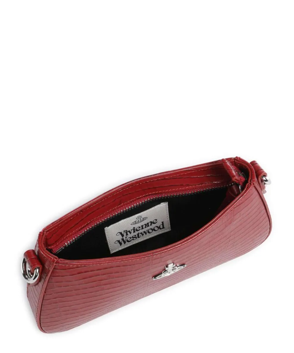 Tasha Embossed Croc Mini Shoulder bag embossed calfskin dark red
