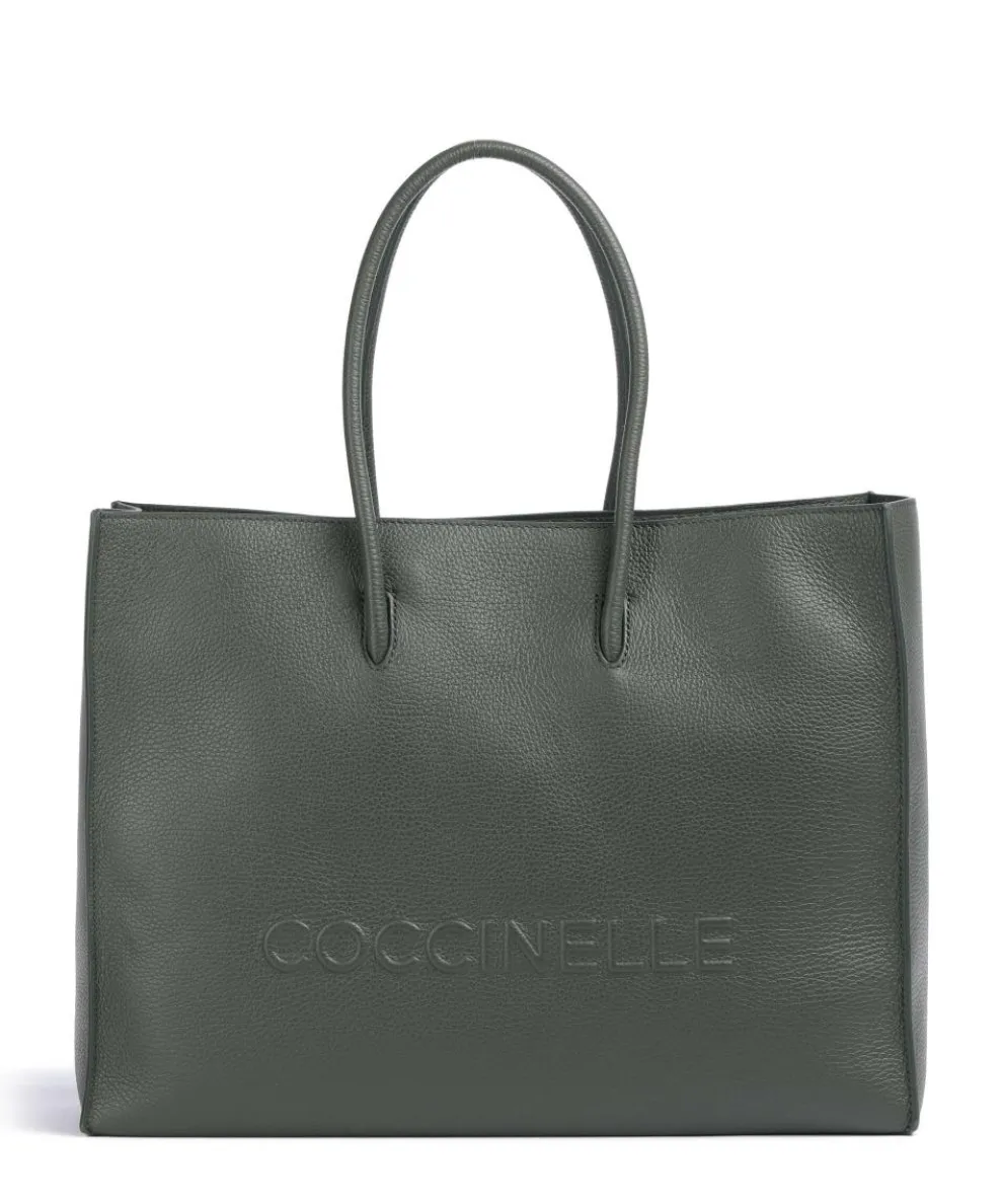 Myrtha Maxi Logo Tote bag grained cow leather greygreen